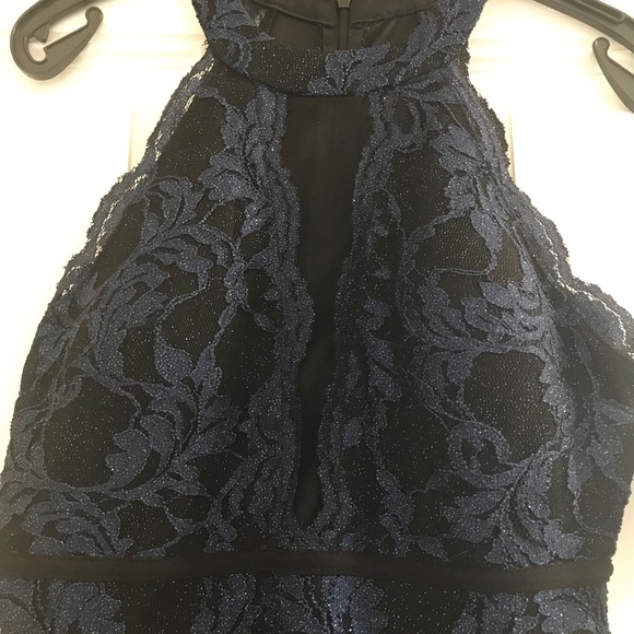 LAST DAYS Morgan & Co Long Black/Blue Gown - Picture 3 of 7